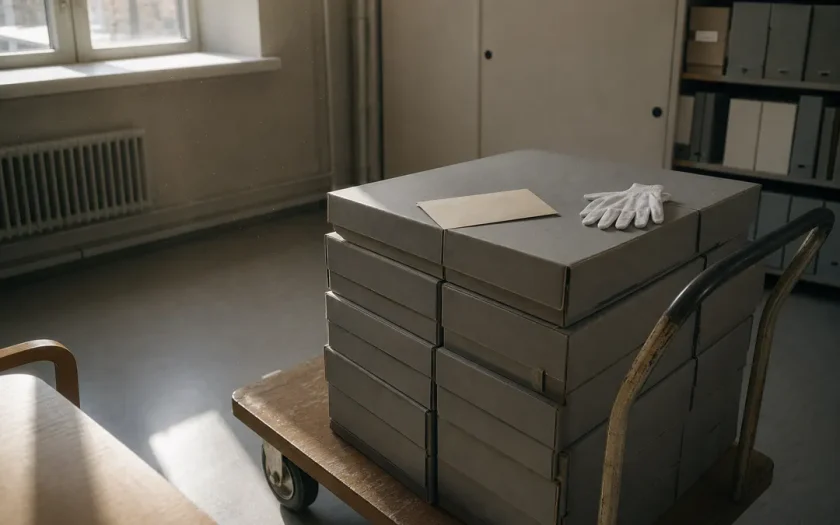 Tomma vallådor och ett obetryckt valkuvert i ett svenskt kommunarkiv